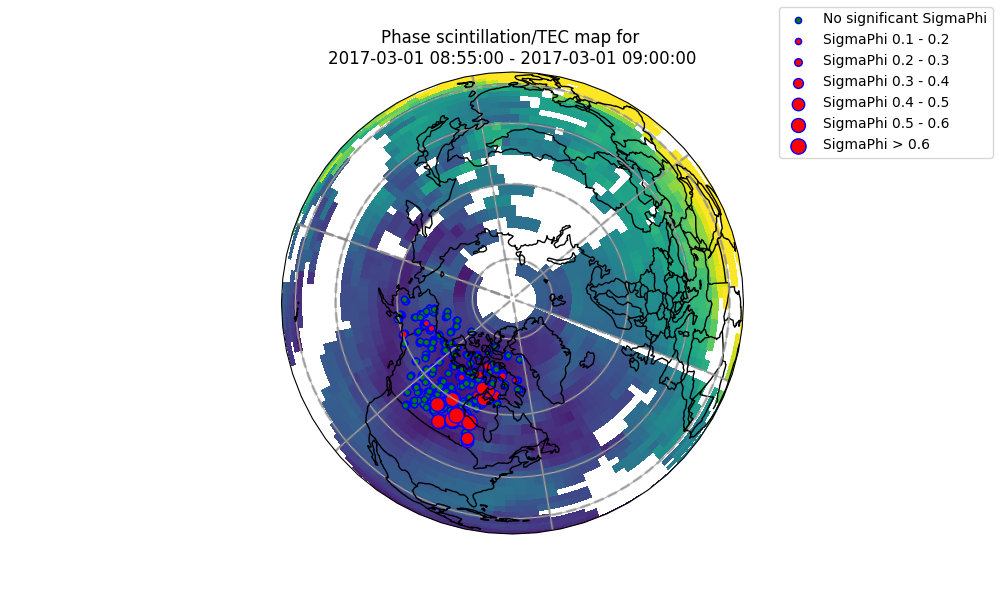 Scintillation data overlaid with Total Electron Content data